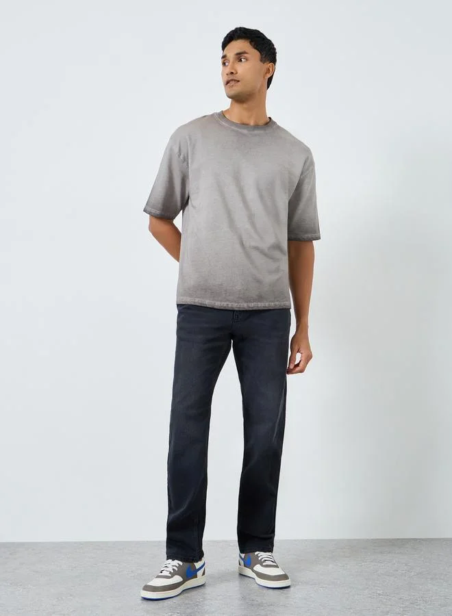 Men Monochrome Washed Relaxed Fit Jeans